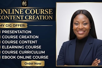 create professional online course content, course curriculum and lesson plans