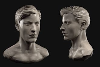 sculpt realistic headbust sculpt from pic,portrait bust,head statue,stl,3d print