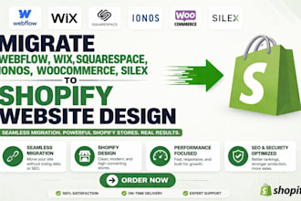migrate webflow wix squarespace ionos woocomerce silex to shopify website design
