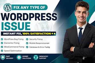fix wordpress bugs, errors  woocommerce issues fast