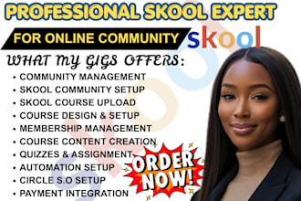 setup skool community, skool, skool online community, skool course upload