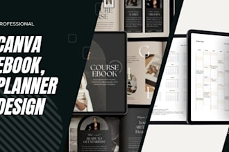 design canva ebook, fitness planner, self care journal and tracker