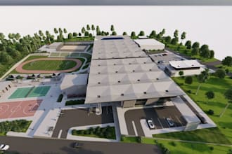 revamp modern sport complex,multipurpose court design,stadium facility rendering