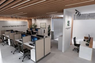 remodel modern office design,coworkspace layout,commercial interior render,lobby