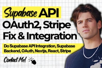 do supabase api integration, supabase backend, auth, nextjs, react, stripe