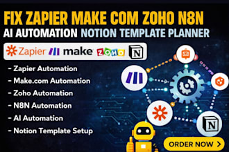 fix zapier make com zoho n8n ai automation notion template planner notion adallo