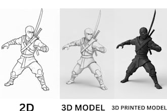 convert 2d to 3d model, 3d model from image, printable model, mascots, figurines