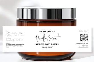 create cosmetic label, jar label for your product branding and label design