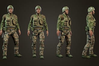 create 3d low poly models character for game assests, environments