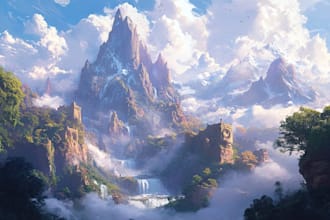 draw fantasy landscape or enviroment illustration