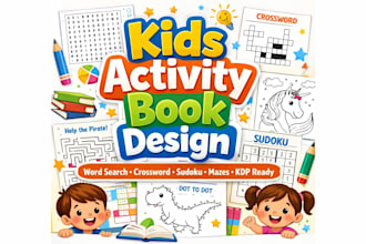 create kids activity book puzzle word search crossword sudoku maze