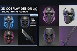 create detailed 3d cosplay models, props and costume designs