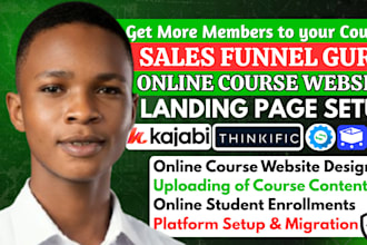 do online course website, kajabi, thinkific, systeme io, samcart sales funnel