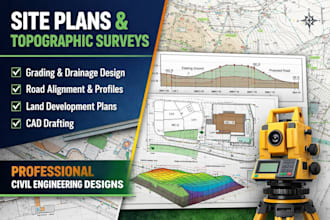 do site plans, topographic survey drawings, site grading, road design alignment