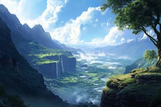 do fantasy background and landscape