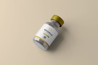 design premium vial label design, vial, medicine box or product packaging