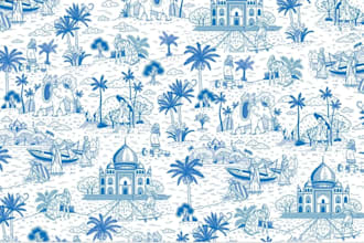 draw french decor charming historical india toile de jouy wedding illustration