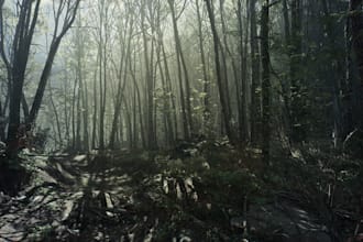 create environment, 3d game environment 2d game background, horror game low poly