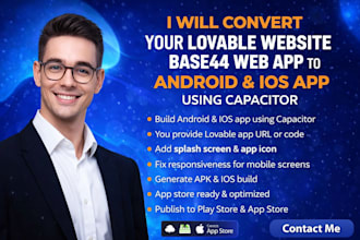 convert lovable website base44web app to andriod and ios app using capacitor