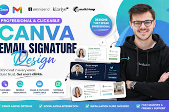 design modern clickable canva email signature, HTML gmail outlook signature