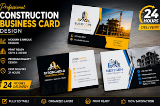 create construction company card and business card design