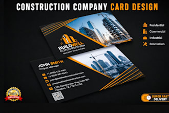design construction business card and company logo
