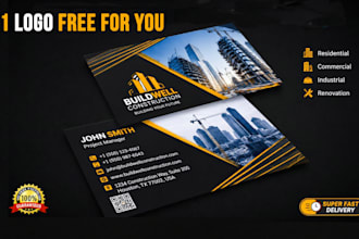 design construction business card and company logo