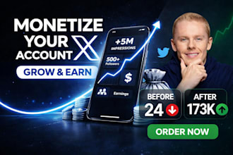 do organic twitter promotion, x growth, x monetization management