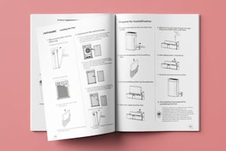 design professional product manual, user manual, step by step instruction guides
