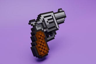 create 3d voxel pixel art characters, weapons, and game assets