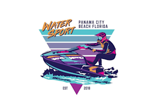 design high quality jet ski mascot logo with t shirt design