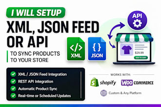 setup XML, json feed or API to sync products to your store