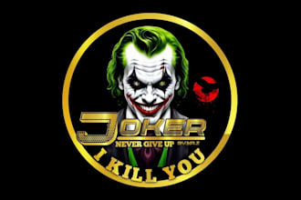 design high quality joker mascot logo with t shirt design