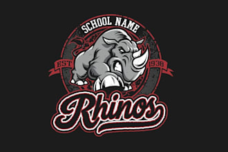 design high quality rhinoceros mascot logo with t shirt design