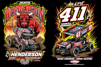 do high quality custom racing car logo with t shirt design
