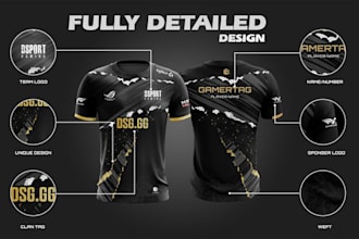 design sublimation esports and gaming jersey merchandise
