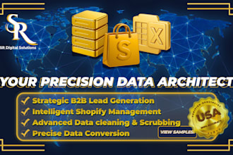 do b2b lead generation, shopify listing and data entry