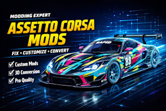 customize assetto corsa car mod, fix, convert 3d model, assetto corsa mods