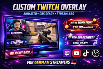 design custom animated stream overlay twitch tiktok obs deutsch streamlabs setup