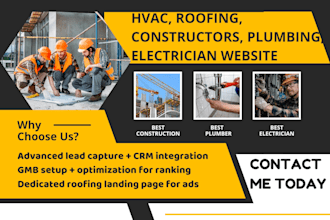 design roofing website, construction website, electrician website, plumbing