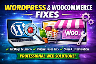 fix wordpress, elementor, html, CSS, java script,issues fast