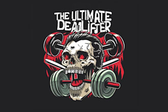 design high quality skull gym mascot logo with t shirt design