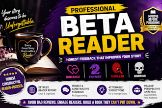 beta read litrpg fiction, romance novel fantasy thriller, science fiction editor