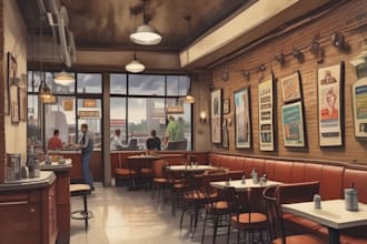 design and rendering for coffee shop, fast food, restaurant