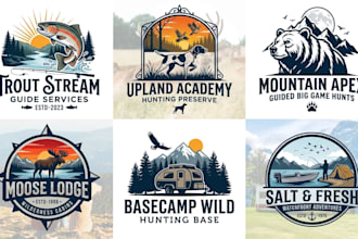 do retro vintage mountain outdoor camping or fishing hunting logo and t shirt