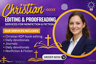 edit and proofread your nonfiction or fiction christian ebook, self help book