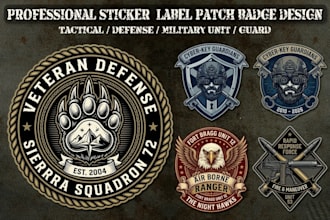 create custom tactical badge, patch, army, military and vintage logo design