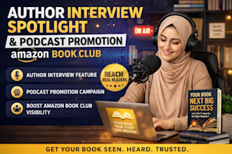 do author interview spotlight, author podcast promotion and amazon book club