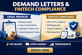 draft a powerful demand letter, dispute letter, and fintech compliance document