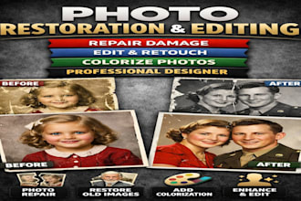 restore, edit, and colorize old photos with expert design skills